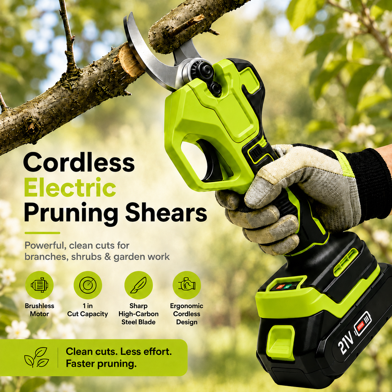 Cordless Electric Pruning Shears – 1" Cutting Capacity