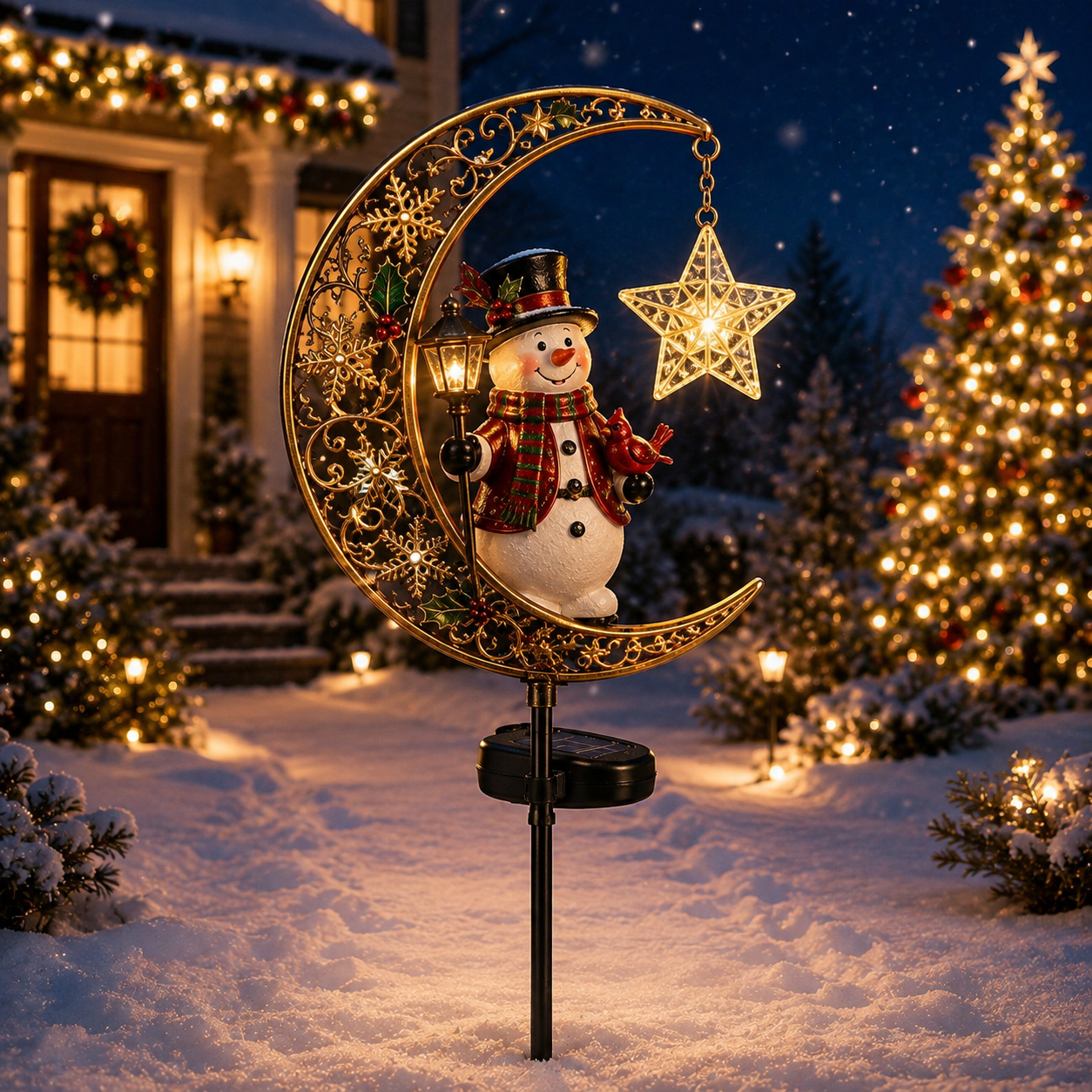 🔥LAST DAY 50% OFF  -Solar Christmas Crescent Garden Light 🎄✨