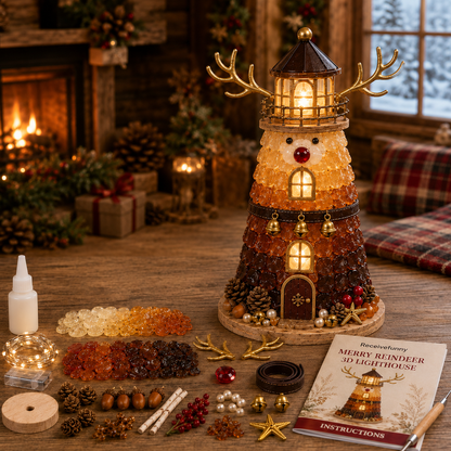 🎄Beginner-Friendly DIY Lighted Christmas Character Sea Glass-Style Lighthouse Kit Collection