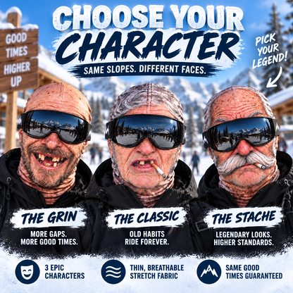 😂 Funny Old Man Ski Mask – Realistic Winter Balaclava for Skiing, Snowboarding & Gag Gifts