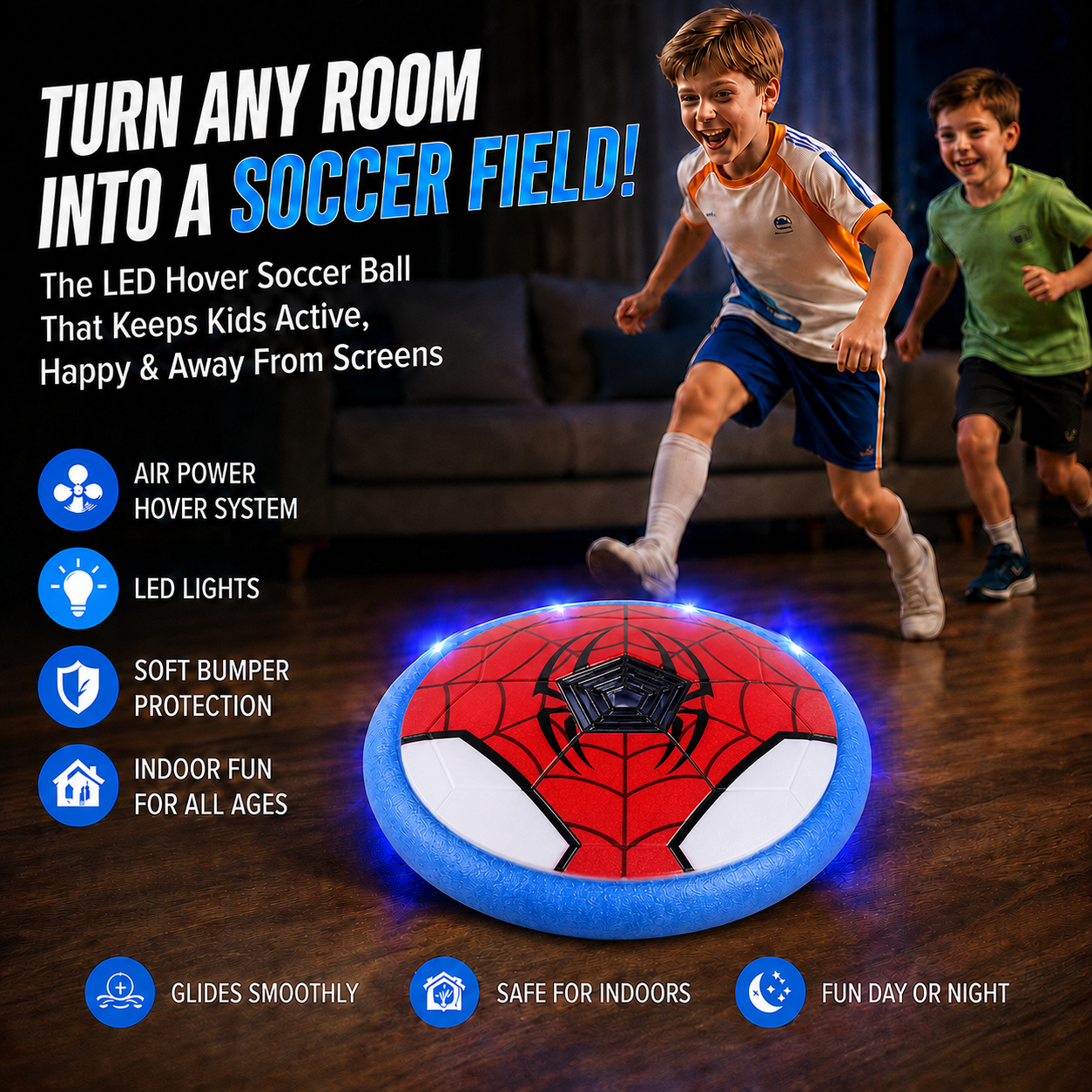 ⚽ Turn Any Room Into A Soccer Field! The LED Hover Soccer Ball That Keeps Kids Active, Entertained & Away From Screens