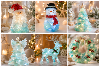 🔥Last Day 49% OFF – 🎅 Beginner-Friendly DIY Lighted Sea Glass Santa Christmas Decor Kit