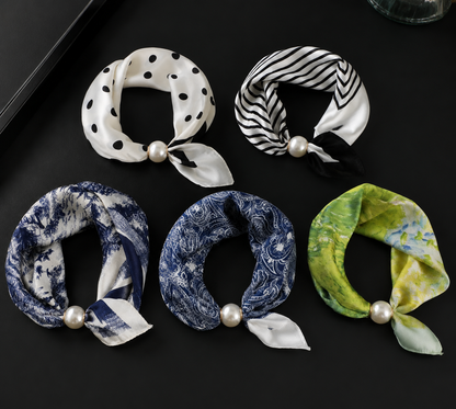 🔥HOT SALE Pearl Buckle Closure Printed Scarf
