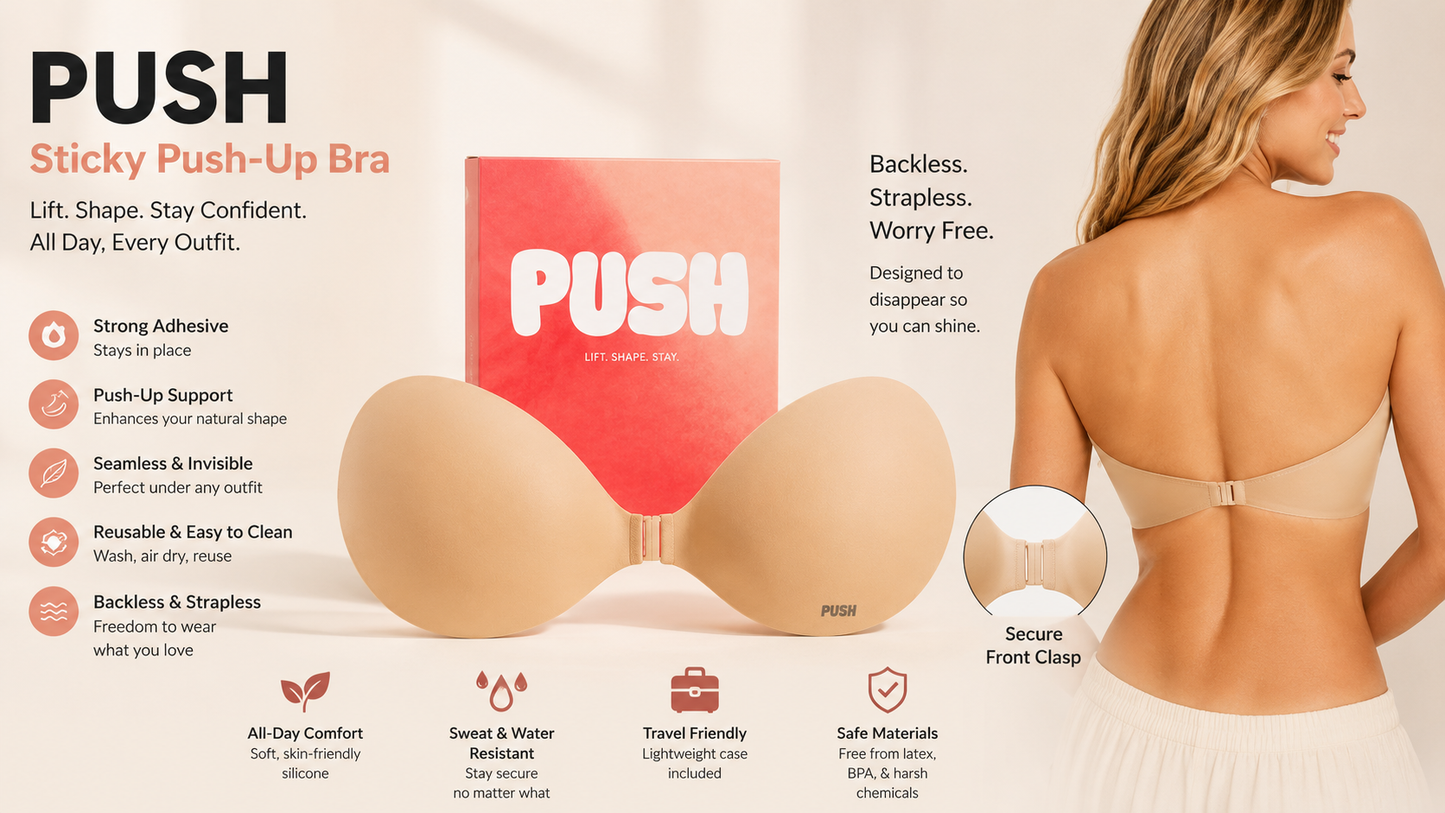 Instant Lift & Cleavage | The Seamless Push-Up Sticky Bra