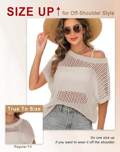 Short Sleeve Casual Crochet Knit Tops – Lightweight Summer Knit Crop Top（Buy 2 Free Shipping）