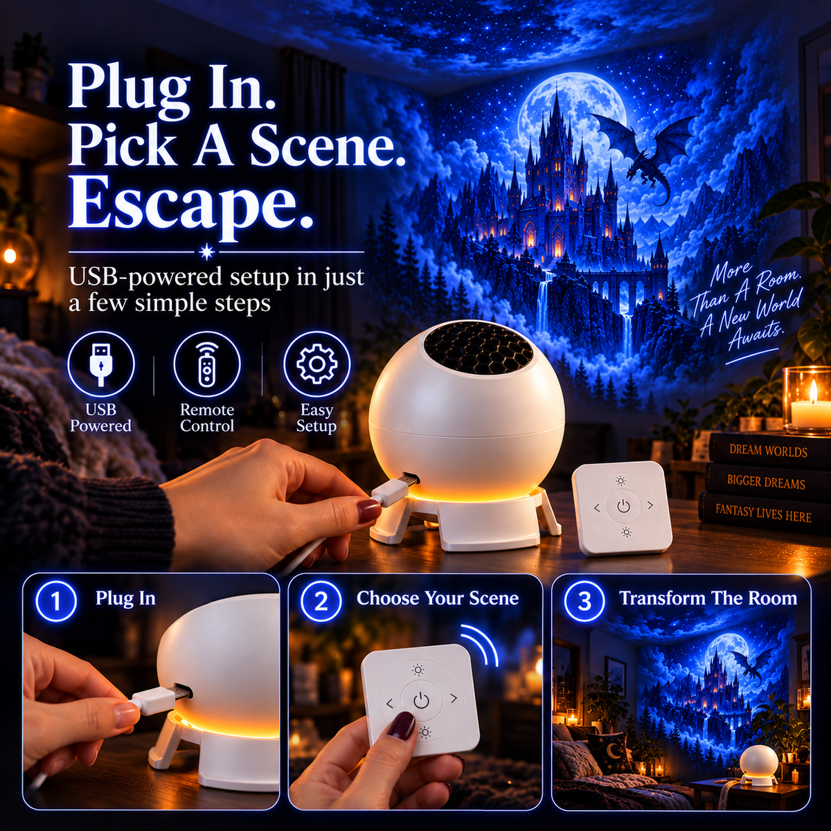 🎄 Magical Christmas Projection Night Light – Transform Any Room Into A Holiday Wonderland