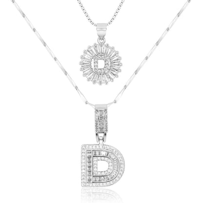 2pc 14k Diamond Letter Initial Necklaces