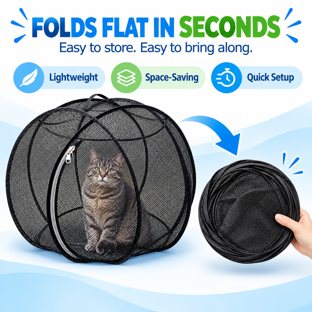 🐱🌿 Trovehand Cat Haven™ – Pop-Up Mesh Playpen