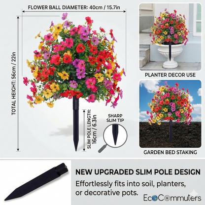 🎁  Last Day 60% OFF 💐 Artificial Topiary Ball Trees with Flowers and Ground Spikes 💐