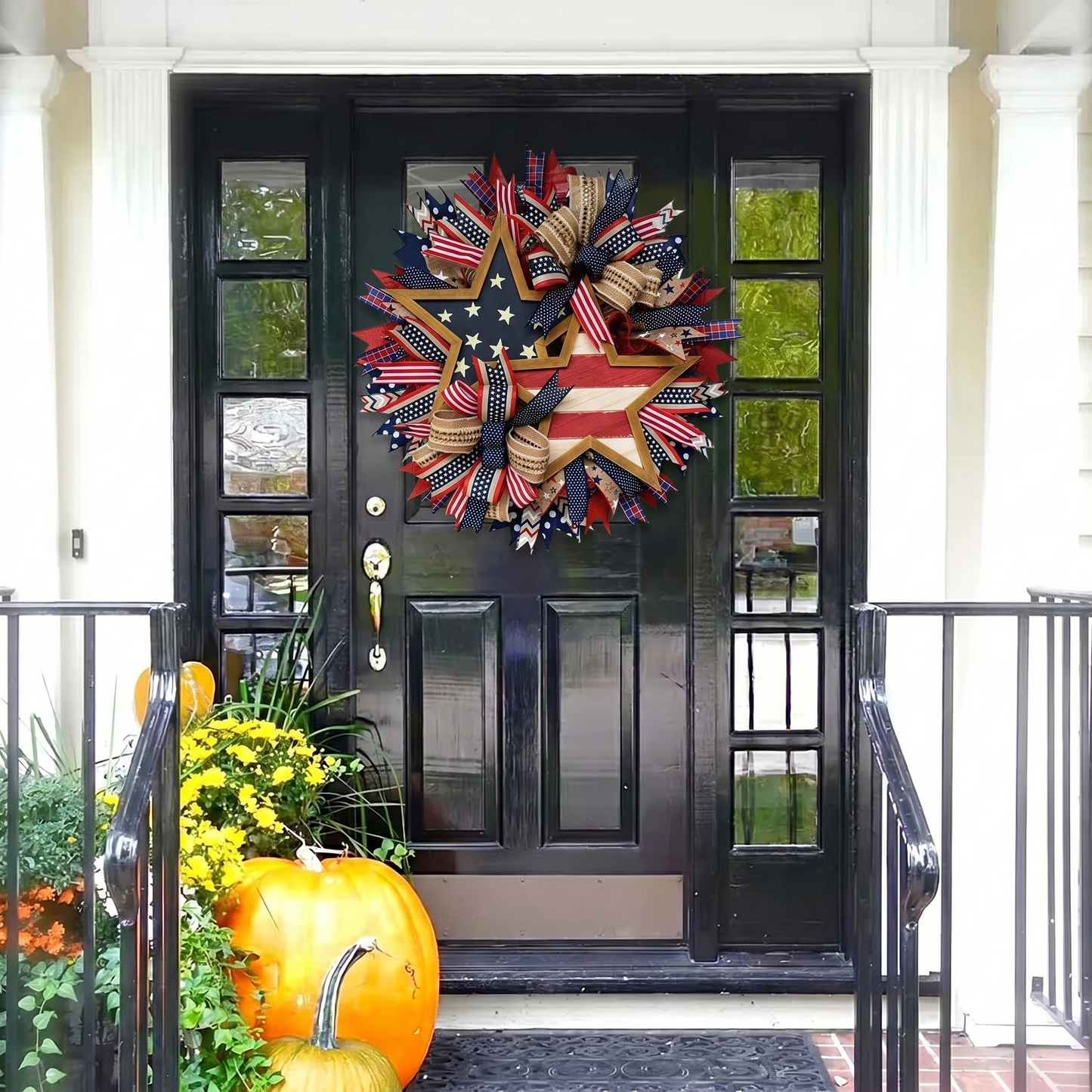 🔥Flash Sale-60% Off🔥250th Anniversary Patriotic Wreath Red White Blue Front Door Decoration