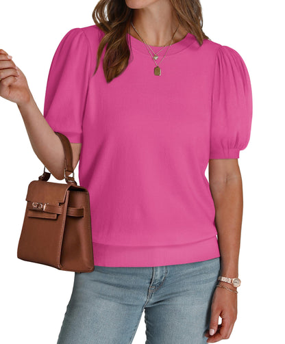 Women's Lightweight Puff Short Sleeve Sweater