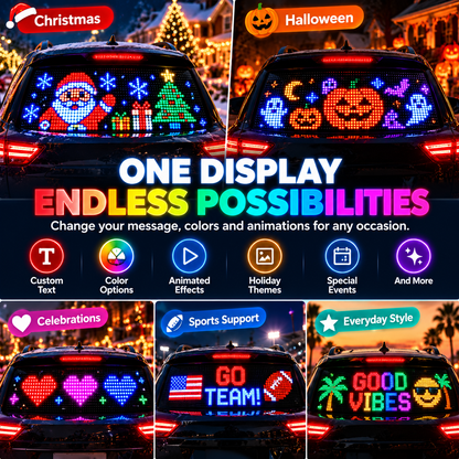 🎄 Smart LED Pixel Car Display — App-Controlled Custom Text, Colors & Animations