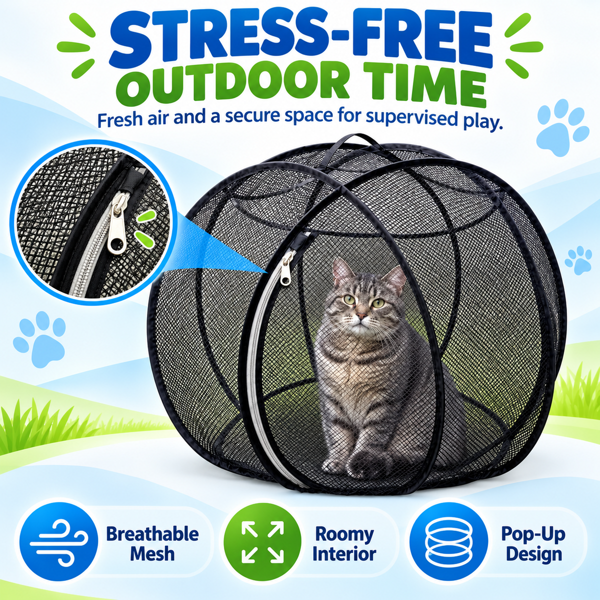🐱🌿 Trovehand Cat Haven™ – Pop-Up Mesh Playpen
