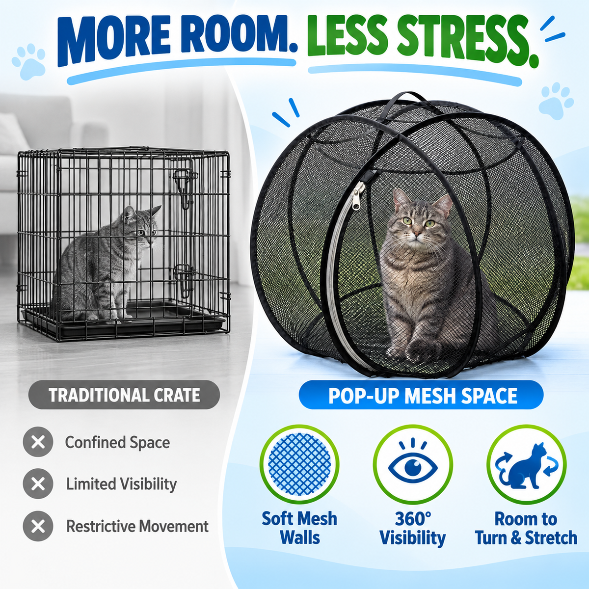 🐱🌿 Trovehand Cat Haven™ – Pop-Up Mesh Playpen