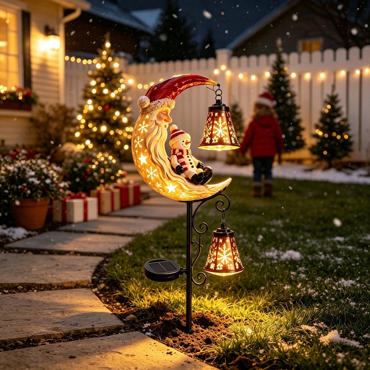 🔥LAST DAY 50% OFF  -Solar Christmas Crescent Garden Light 🎄✨