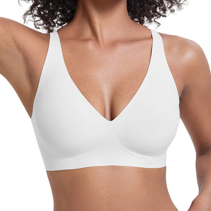 💕 💕Jelly Wireless Women‘s Comfortable Wireless Bras Push Up Bra Seamless T shirts Bras Deep V Everyday Bras