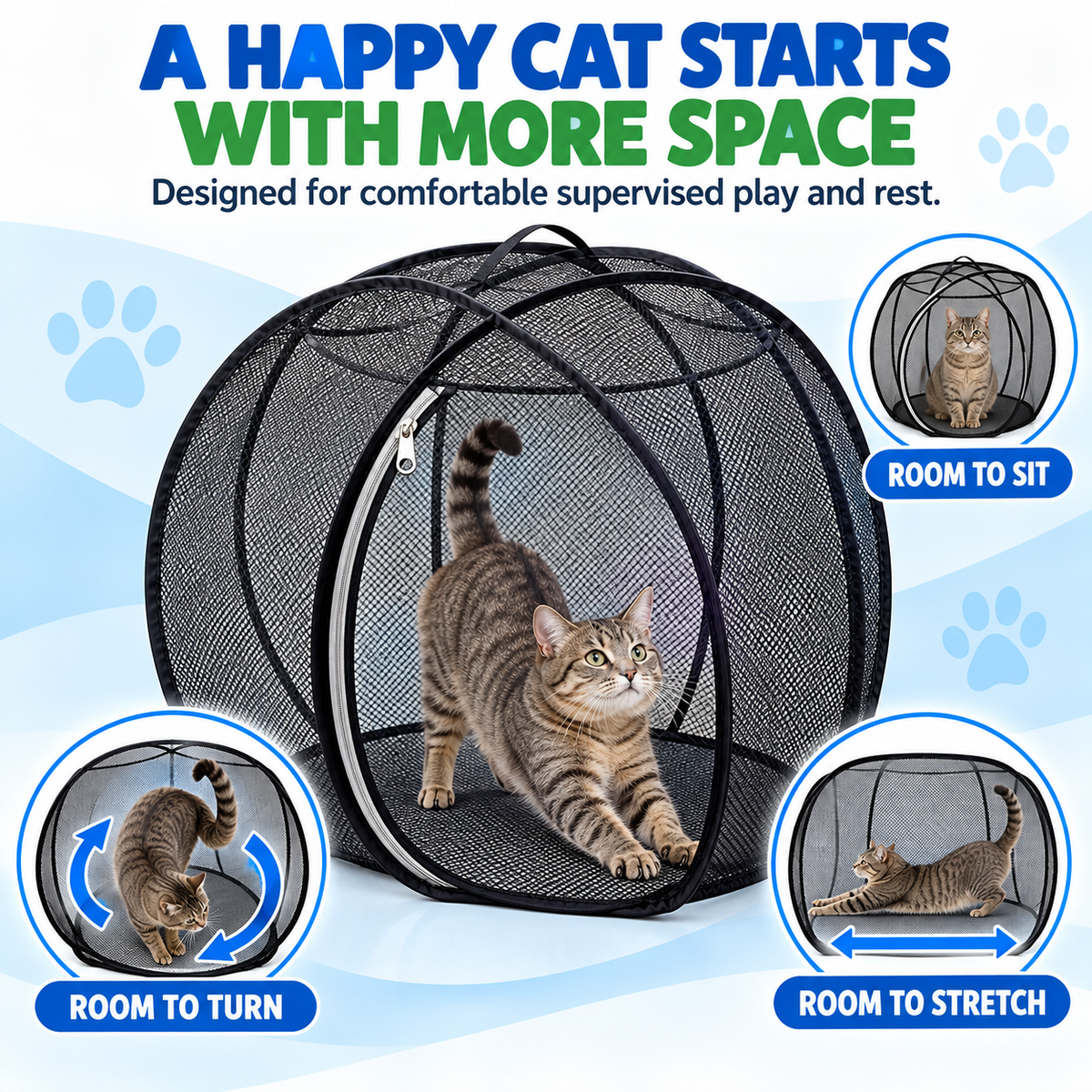 🐱🌿 Trovehand Cat Haven™ – Pop-Up Mesh Playpen