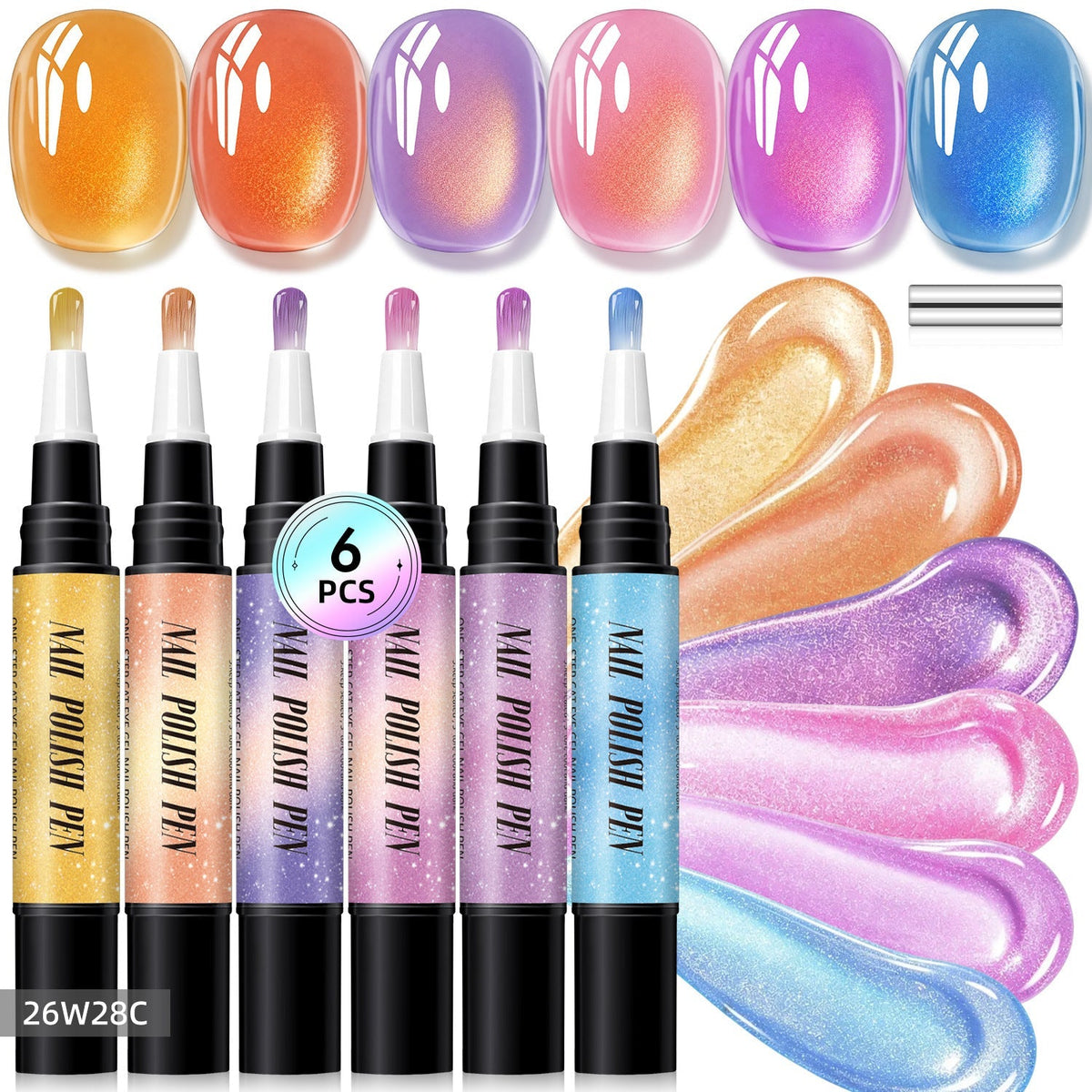 💅 6PCS One-Step Gel Nail Art Pen Set – Salon Beauty at Home