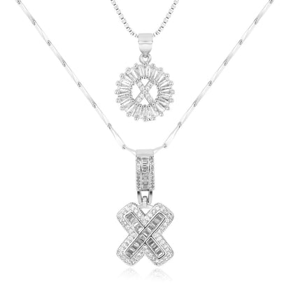 2pc 14k Diamond Letter Initial Necklaces