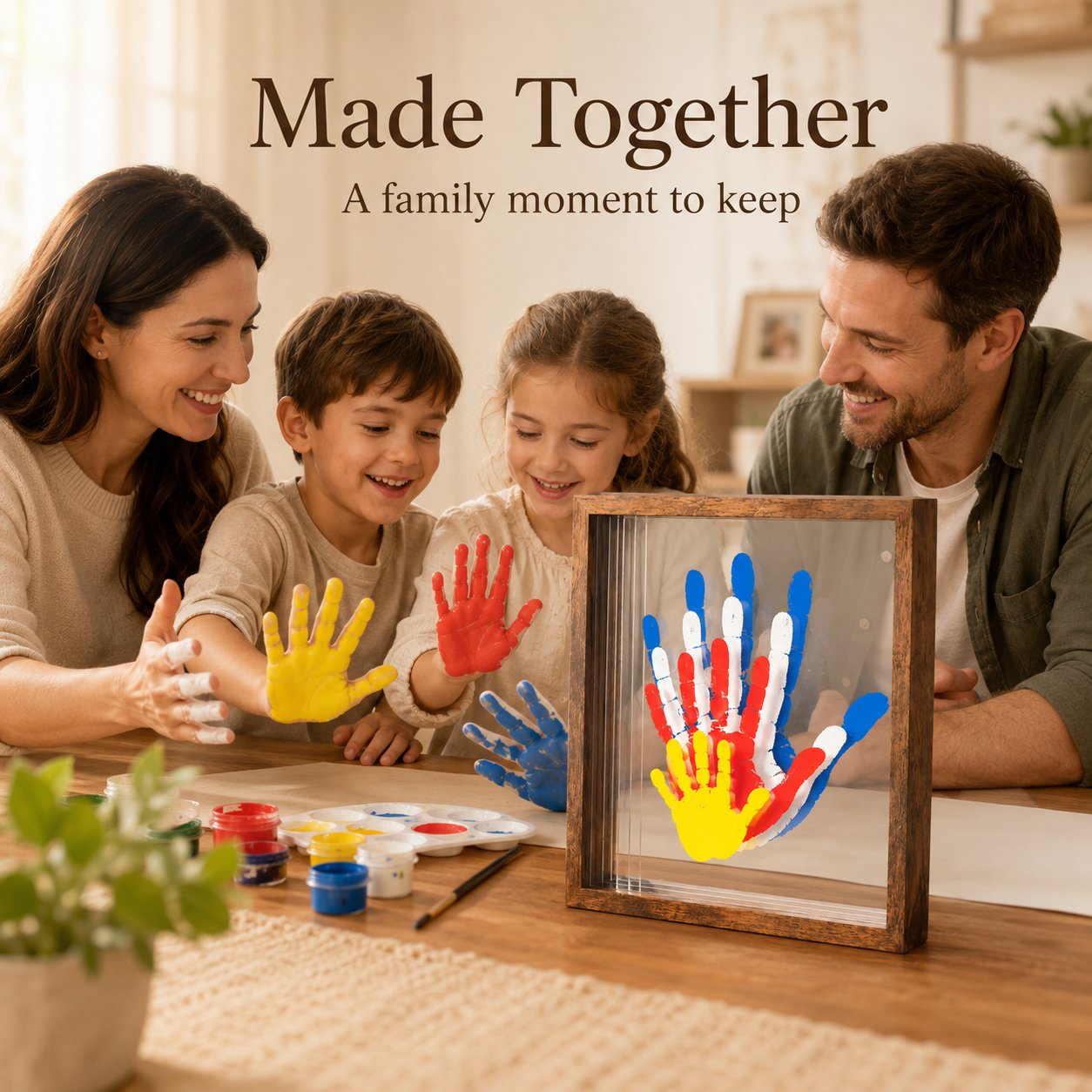 🎁Last Day 50% OFF🔥Wooden Transparent Handprint Frame Set, DIY Family Memorial Gift Kit