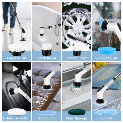 All-in-One Electric Spin Scrubber – 9-in-1 Cordless Power Scrubber with 8 Brush Heads & Extendable Handle
