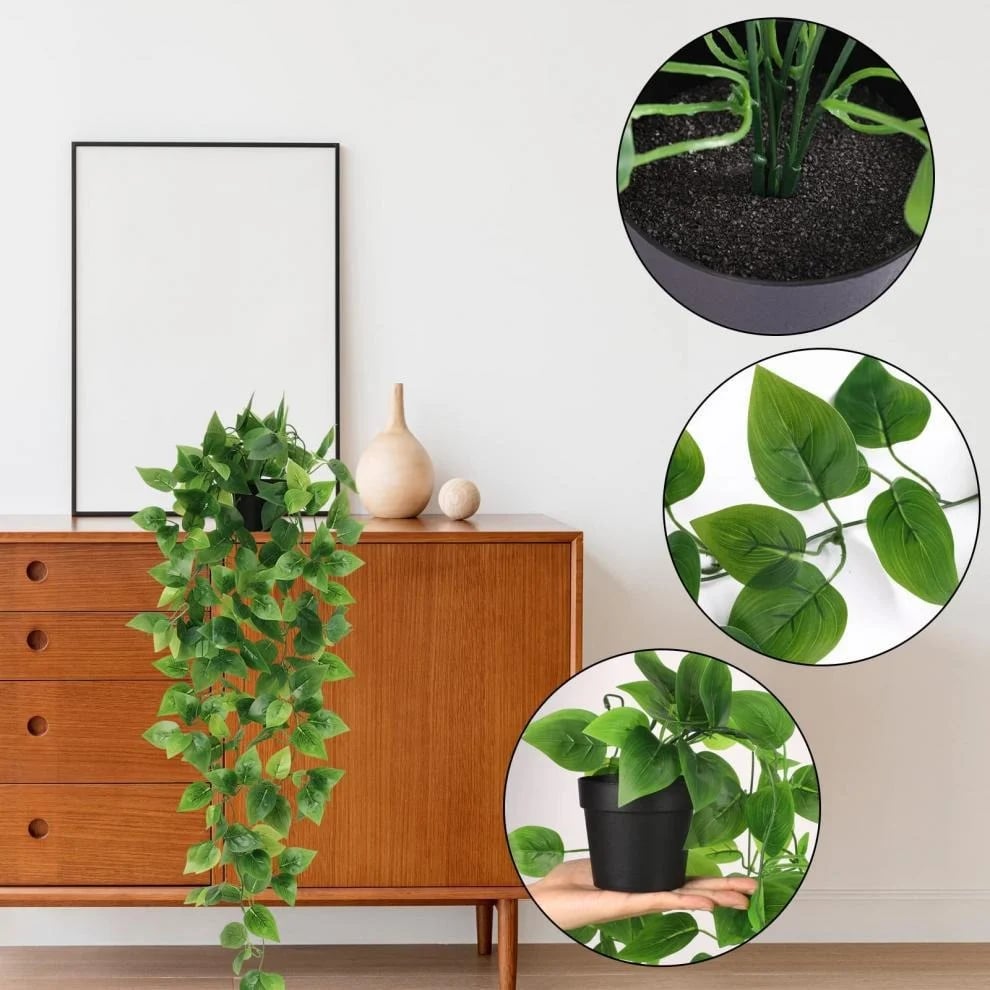 Hot Sale🌿✨ 3-Pack Artificial Hanging Potted Plants – Lifelike Faux Greenery for Any Space