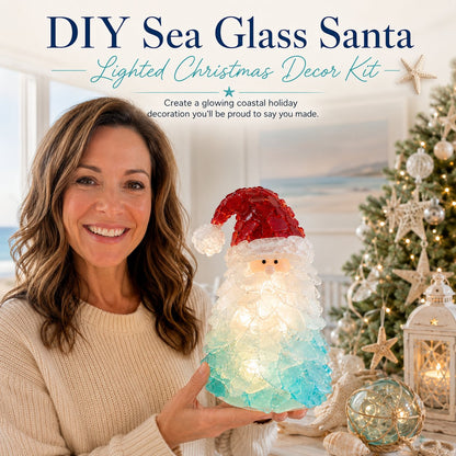 🔥Last Day 49% OFF – 🎅 Beginner-Friendly DIY Lighted Sea Glass Santa Christmas Decor Kit