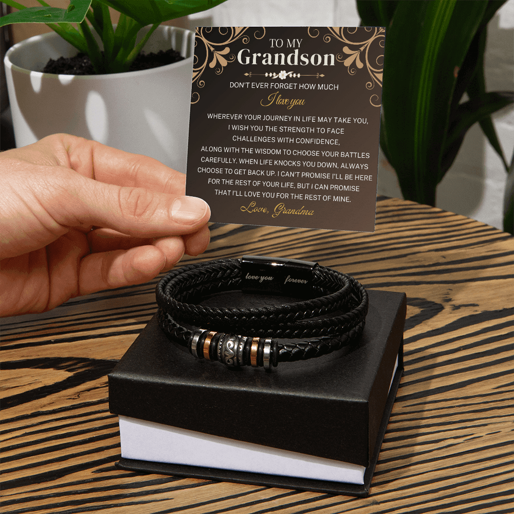 To My Grandson Bracelet - Wherever Your Journey - Braided IV519B