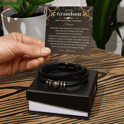To My Grandson Bracelet - Wherever Your Journey - Braided IV519B