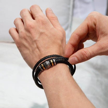 To My Grandson Bracelet | Braided Leather Bracelet Gift Set - IV585V