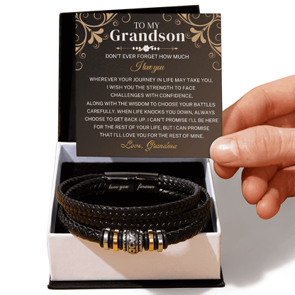 To My Grandson Bracelet - Wherever Your Journey - Braided IV519B