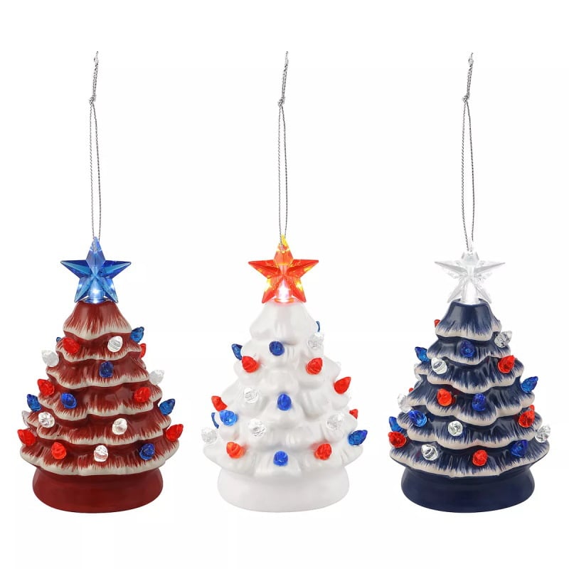 Mini 4.5-inch retro LED ceramic Christmas tree (lighted)—suitable for holiday decor or as a gift