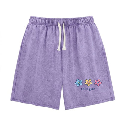 Women's Soft Cotton Blend Washed Floral Shorts, Casual Summer Travel Streetwear Bottoms
