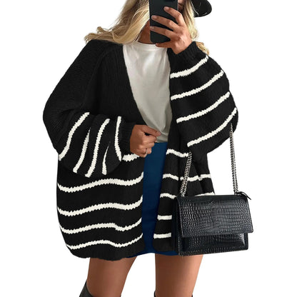 Women's Oversized Cardigan Sweater Fall Long Lantern Sleeve Knit Open Front Lightweight Sweater Knitwear Tops
