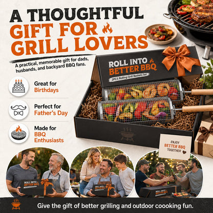 🍢 Rolling Grill Baskets | No More Burnt Veggies - Grill Perfectly Every Time! 🔥