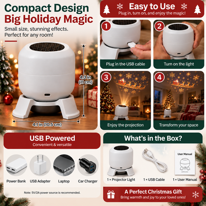 🎄 Magical Christmas Projection Night Light – Transform Any Room Into A Holiday Wonderland