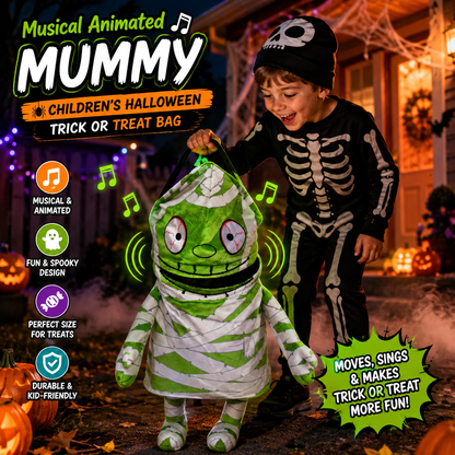 🎃🍬Musical Animated Mummy Children's Halloween Trick or Treat Bag