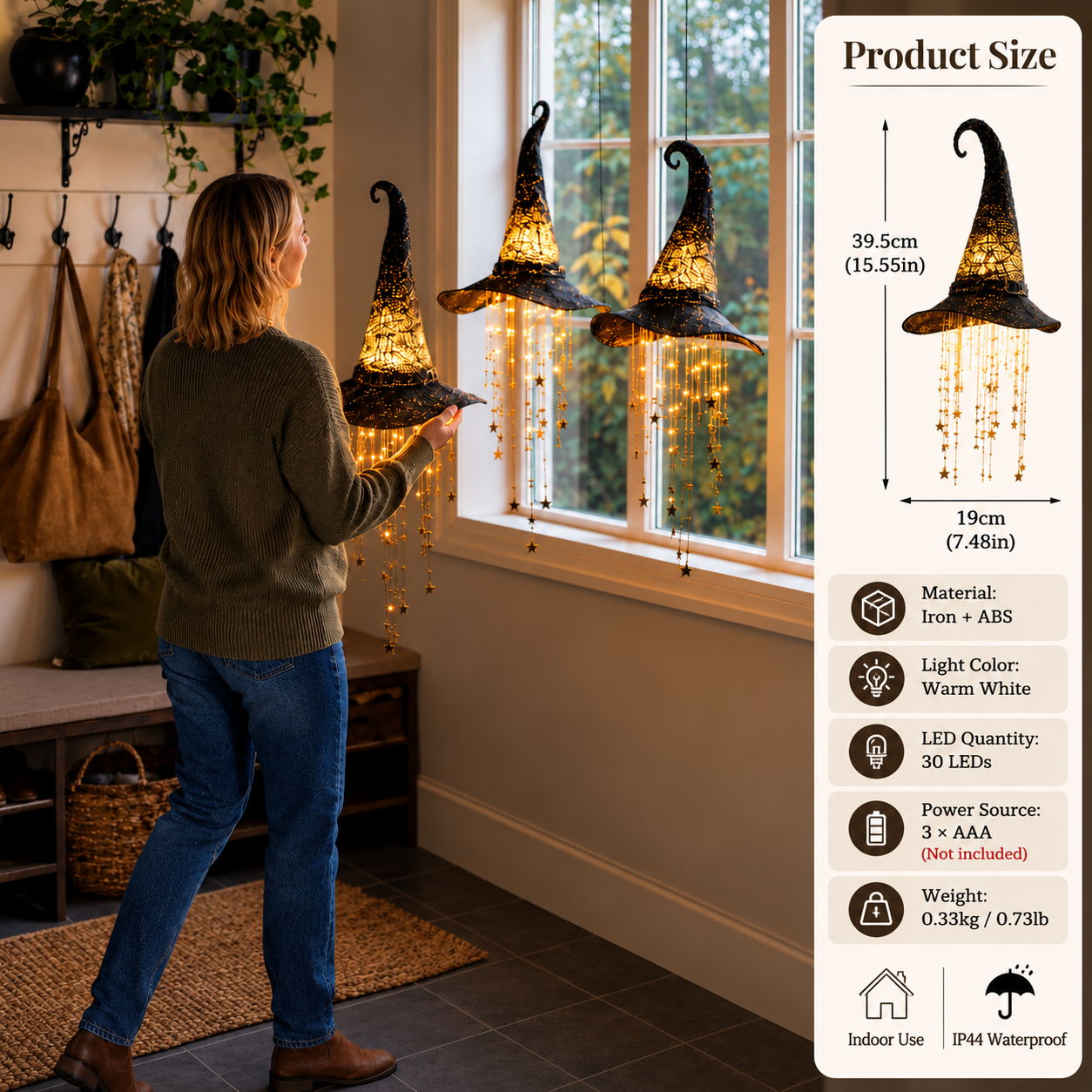 🔥HOT SALE 55% OFF🧙 Lighted Witch Hat Hanging Chime