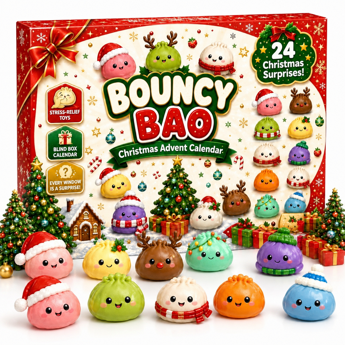 🎅2026 Christmas Squishy Advent Calendar - 24 Days Dumpling Squishies Toys