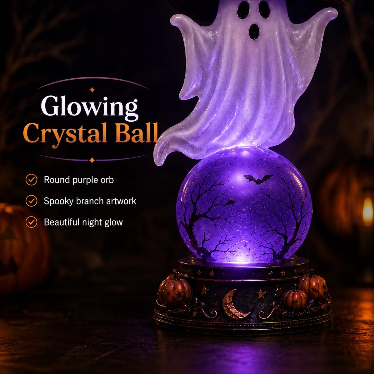 🔥 Last Day 49% OFF🎃Halloween Raven Crystal Ball Lighted Decor