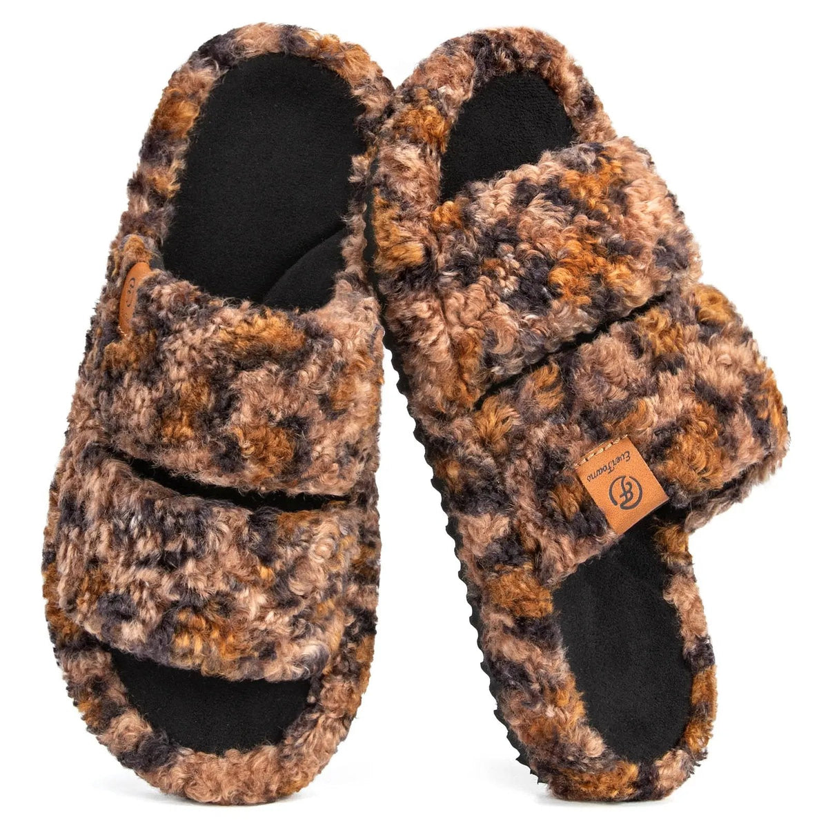 Women's Fuzzy Open-Toe Slippers – Stylish Classic Slides with Soft Memory Foam, Non-Slip Rubber Sole, Perfect Cozy Footwear ,Girl Fur Flipflop Walking Shoes Fluffy Modern Sleeper Slip On Clog