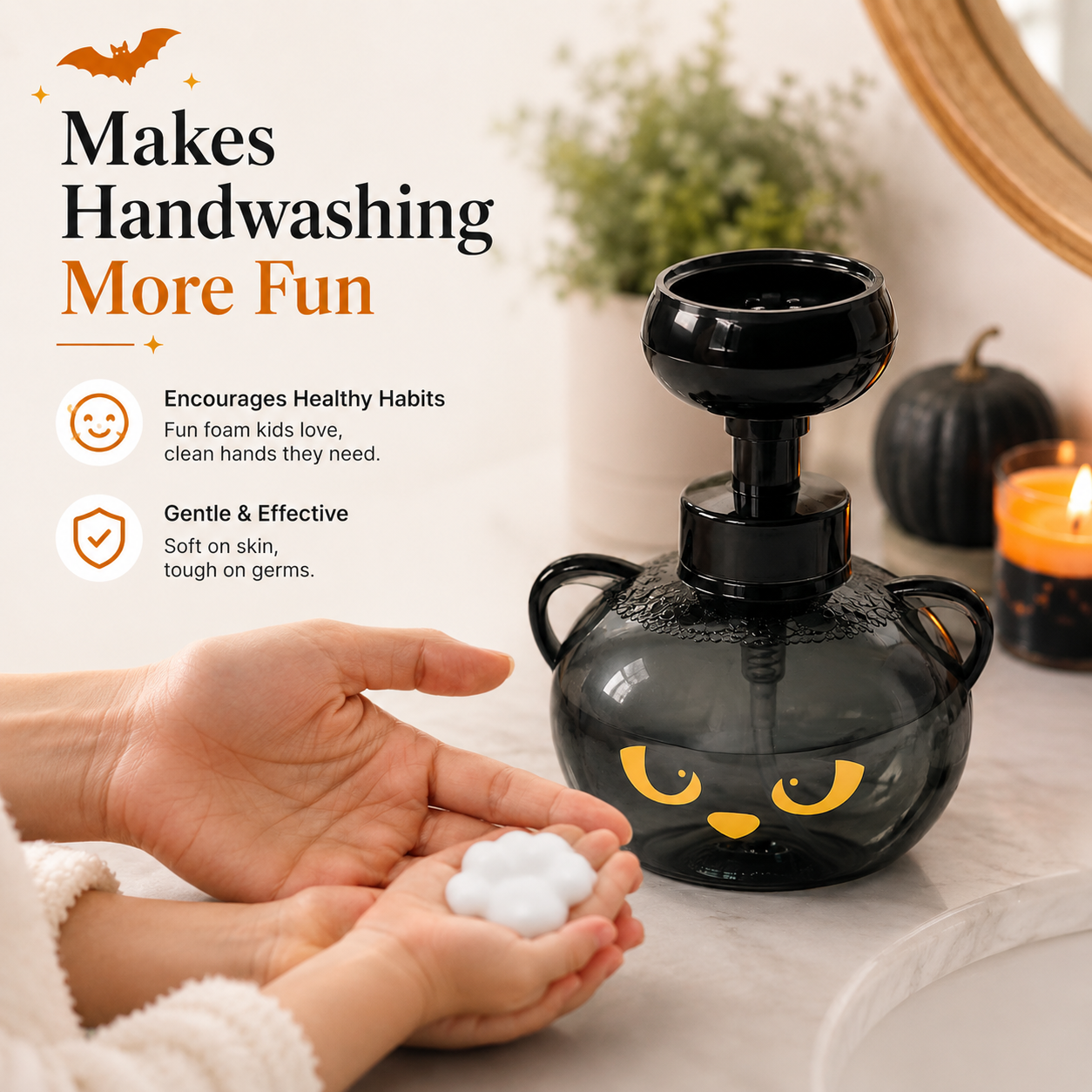 🐾 Spooky Cat Paw-Foam Soap Dispenser 🎃