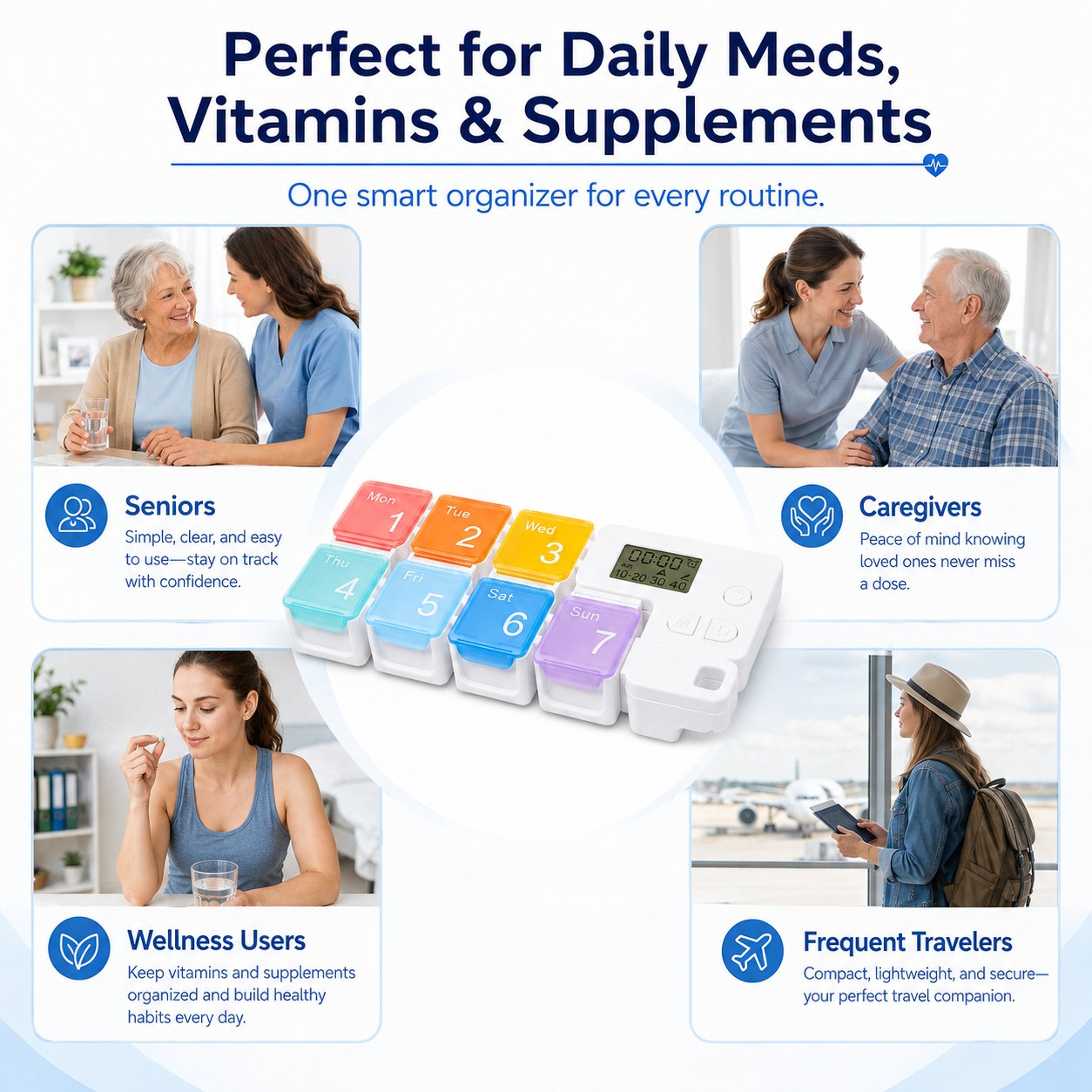 7-Day Smart Pill Organizer with Alarm