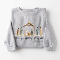 Greatest Gift Nativity Sweatshirt - Heather Grey