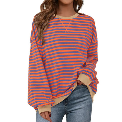 💗Women's Striped Hoodie Sweatshirt with Long Lantern Sleeves