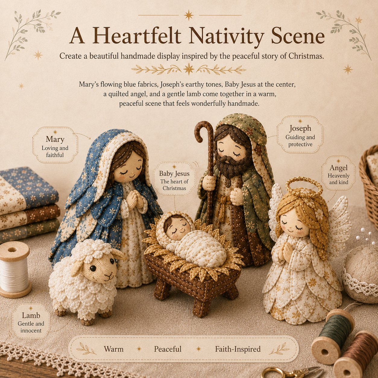 ✨ DIY Patchwork Nativity Scene Sewing Kit
