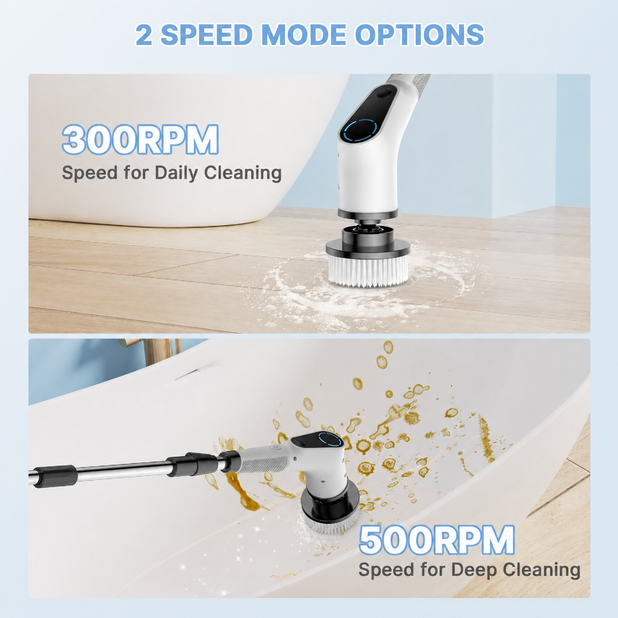 All-in-One Electric Spin Scrubber – 9-in-1 Cordless Power Scrubber with 8 Brush Heads & Extendable Handle