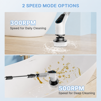 All-in-One Electric Spin Scrubber – 9-in-1 Cordless Power Scrubber with 8 Brush Heads & Extendable Handle