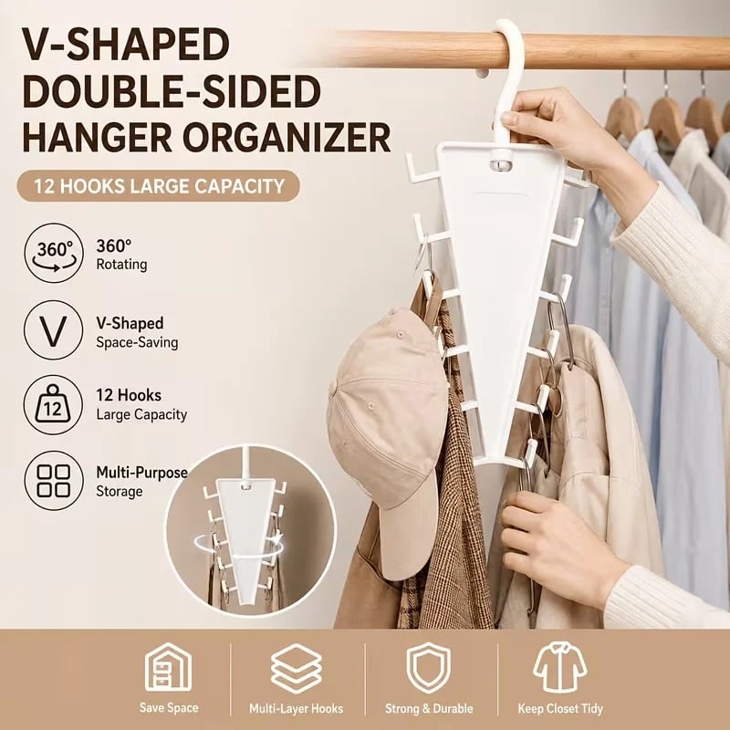 🔥LAST DAY 49%OFF🎁Multi-Functional V-Shaped Double Sided Hanger Storage Rack