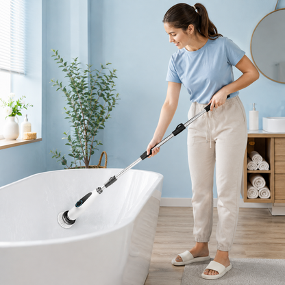 All-in-One Electric Spin Scrubber – 9-in-1 Cordless Power Scrubber with 8 Brush Heads & Extendable Handle